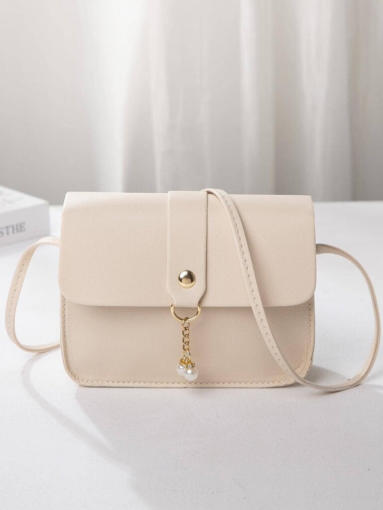 Söpö Crossbody-laukku tytöille, helmiäisyksityiskohtineen ja useilla taskuilla, sopii puhelimen ja muiden pienten tavaroiden kuljettamiseen - beige-yksi koko hinta ja tiedot | Naisten laukut | hobbyhall.fi