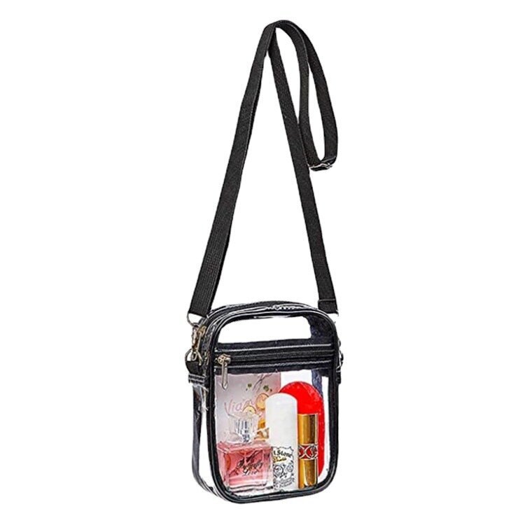 PVC läpinäkyvä laukku olka crossbody asiakirjalaukku kannettava vedenpitävä ranta monikäyttöinen matkasäilytys kolikkolaukku, crossbody laukku mustaPVC30 wi hinta ja tiedot | Reput ja rinkat | hobbyhall.fi