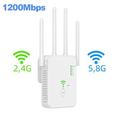 Langaton WiFi-yhteys 1200 Mbps WiFi-toistin signaalivahvistin, kaksikaistainen 2,4G 5G WiFi-laajennus 802.11ac Gigabit WiFi WPS-reitittimellä Verkkoantenni US PLUG 2.4G 5.8G 1200Mbps hinta ja tiedot | Reitittimet ja modeemit | hobbyhall.fi