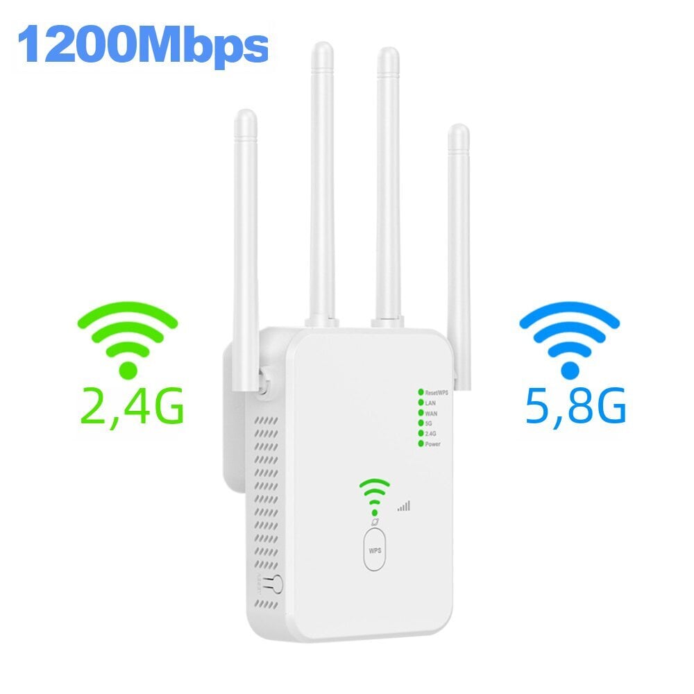 Langaton WiFi-yhteys 1200 Mbps WiFi-toistin signaalivahvistin, kaksikaistainen 2,4G 5G WiFi-laajennus 802.11ac Gigabit WiFi WPS-reitittimellä Verkkoantenni EU-liitin 2,4G 5,8G 1200Mbps hinta ja tiedot | Reitittimet ja modeemit | hobbyhall.fi