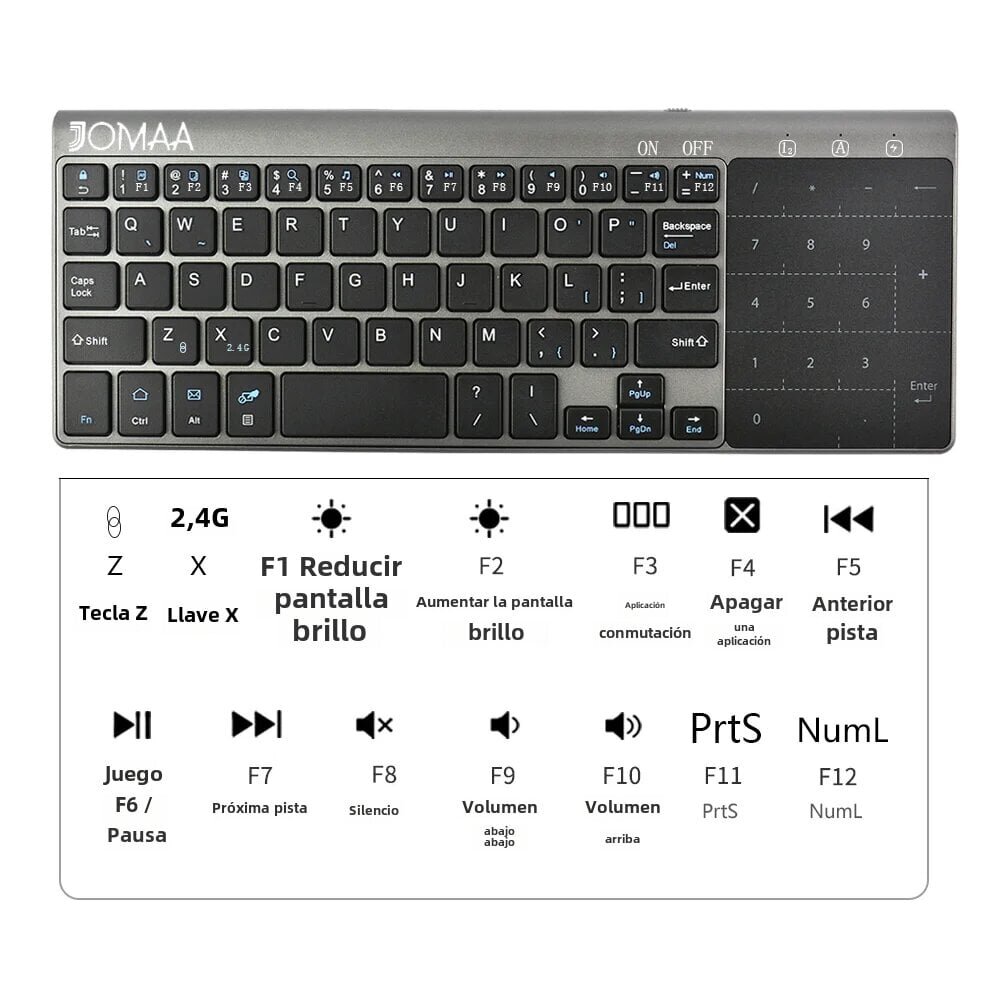 2.4G ohut langaton näppäimistö kosketuslevyllä hiiri numeronäppäimistö Android Windows PC kannettavalle TV Box Russian Edition hinta ja tiedot | Koteloiden lisätarvikkeet | hobbyhall.fi