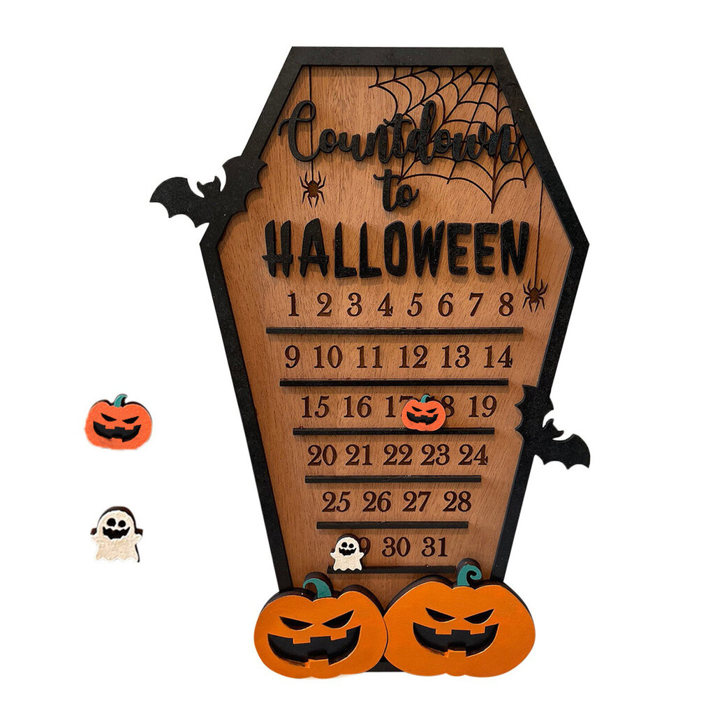 Halloween Lähtölaskenta Sisustus Kurpitsa Bat Ghost Kalenteri Halloween DIY Liikkuva puinen Block Kalenterikyltti hinta ja tiedot | Sisustuspaneelit | hobbyhall.fi