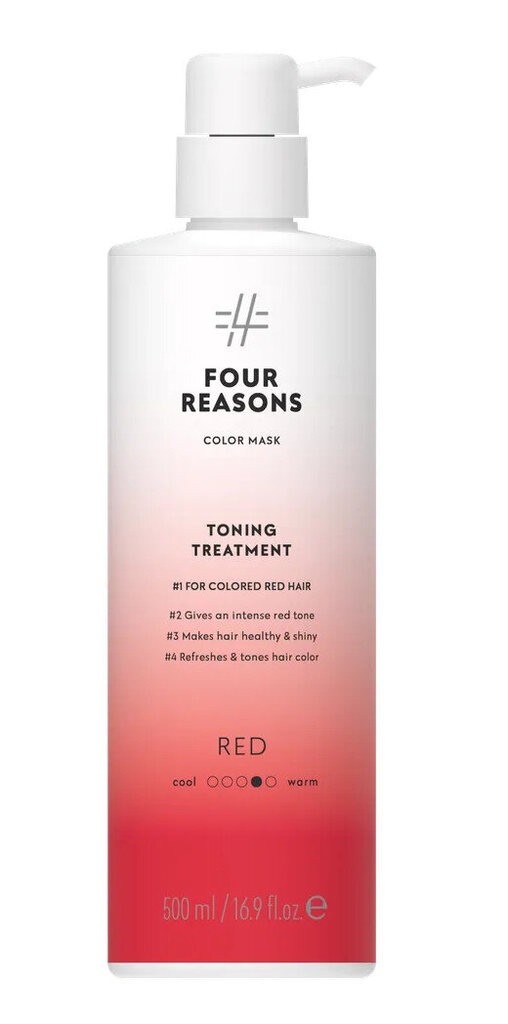 sävyttävä hujomaski punaiseksi värjätyille hiuksille, Four Reasons Color Mask Toning Treatment Red hinta ja tiedot | Naamiot, öljyt ja seerumit | hobbyhall.fi