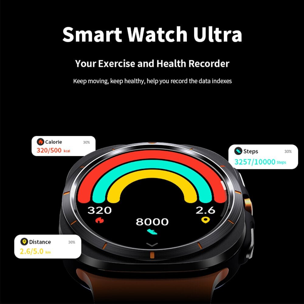 Uutta Galaxy 7 Amoled -Älykellolle Miesten Verensokeri Syke Bluetooth-Puhelu Nfc Gps-Seuranta Miesten Älykello_Orange_NEW NFC GPS Watch 7 hinta ja tiedot | Älykellot | hobbyhall.fi