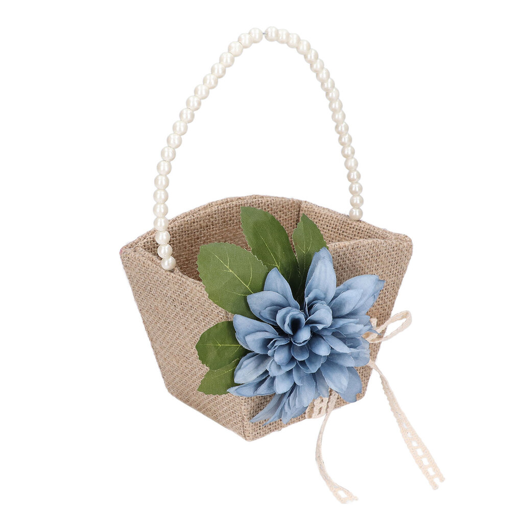 Flower Girl Basket Retro Pellava Ihana ulkonäkö Helmikahva Kevyt Helmi Kannettava Kukkakori HäätNumber 1 hinta ja tiedot | Kukkatelineet ja kukkapöydät | hobbyhall.fi