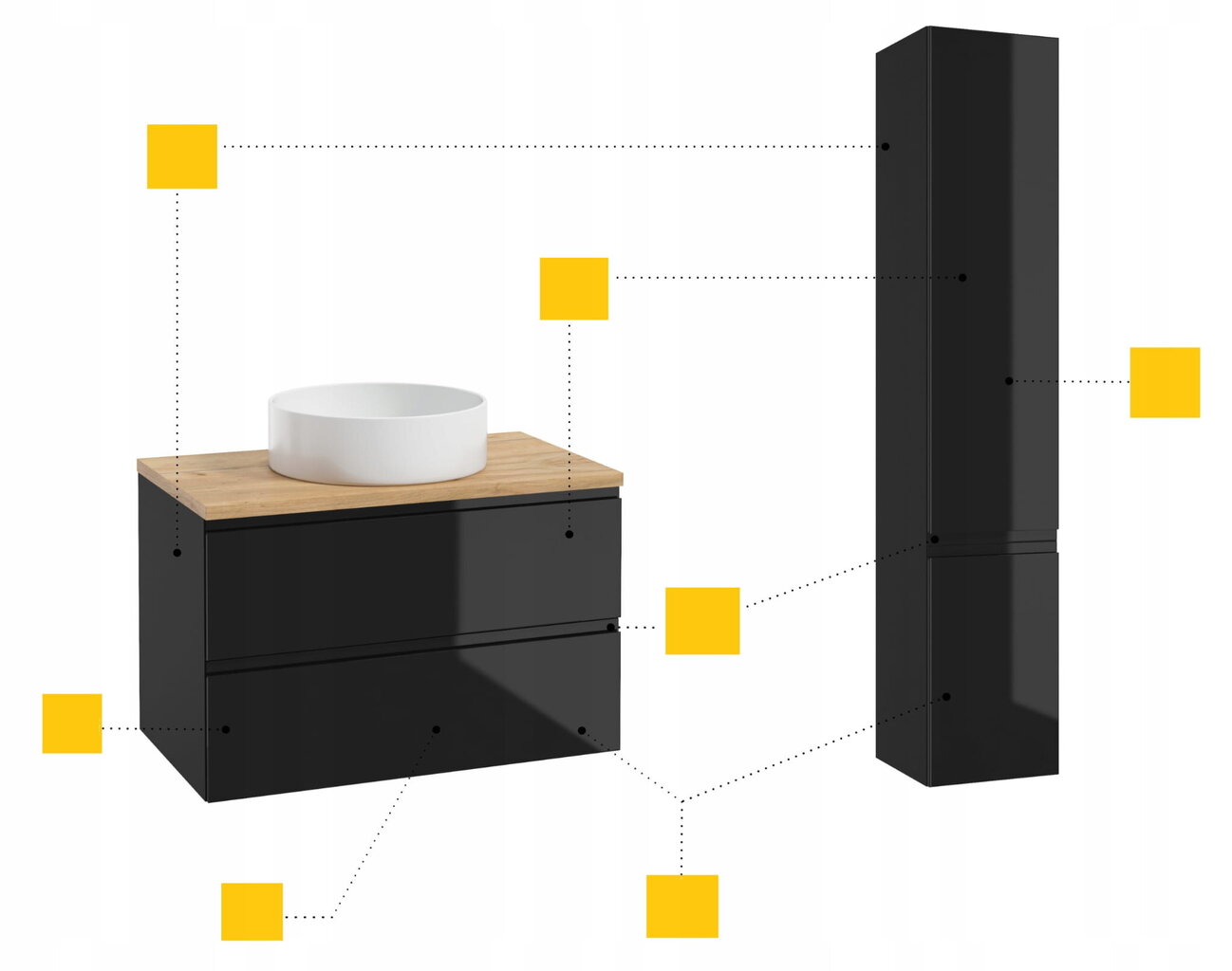 Kylpyhuonekaappi musta 80x50cm ilman pesualtaan yläosaa hinta ja tiedot | Kylpyhuonekaapit | hobbyhall.fi