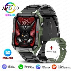 Egc+Ppg Gps Sports Fitness Tracker -Älykello Miesten 1,99 Tuuman Hd-Näytön Kunnonvalvonta Bluetooth-Puhelujen Älykello Xiaomille_Green black steel_L hinta ja tiedot | Älykellot | hobbyhall.fi