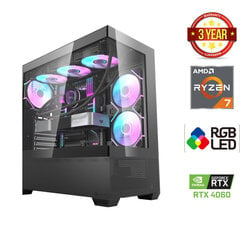 Gamer Ryzen 7 7800X3D 16GB 1TB SSD 1TB HDD RTX 4060 Windows 11 hinta ja tiedot | Pöytätietokoneet | hobbyhall.fi