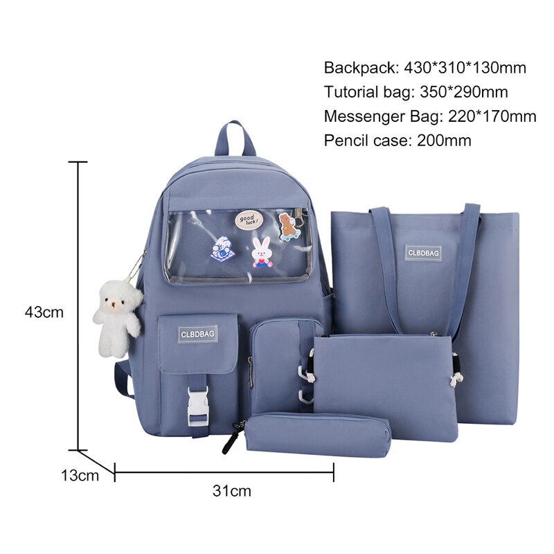 4 kpl Sini-japanilainen lukiotyttöjen reppu Koululaukut Kawaii Cute Mochila Multi Pockets -reput teinityttöjen kirjalaukut opiskelijoille hinta ja tiedot | Tietokonelaukut | hobbyhall.fi