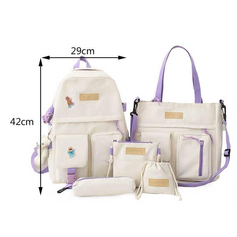 5kpl Valko-japanilainen lukiotyttöjen reppu Koululaukut Kawaii Cute Mochila Multi Pockets -reput teini-ikäisille tytöille Kirjalaukut opiskelijoille hinta ja tiedot | Tietokonelaukut | hobbyhall.fi