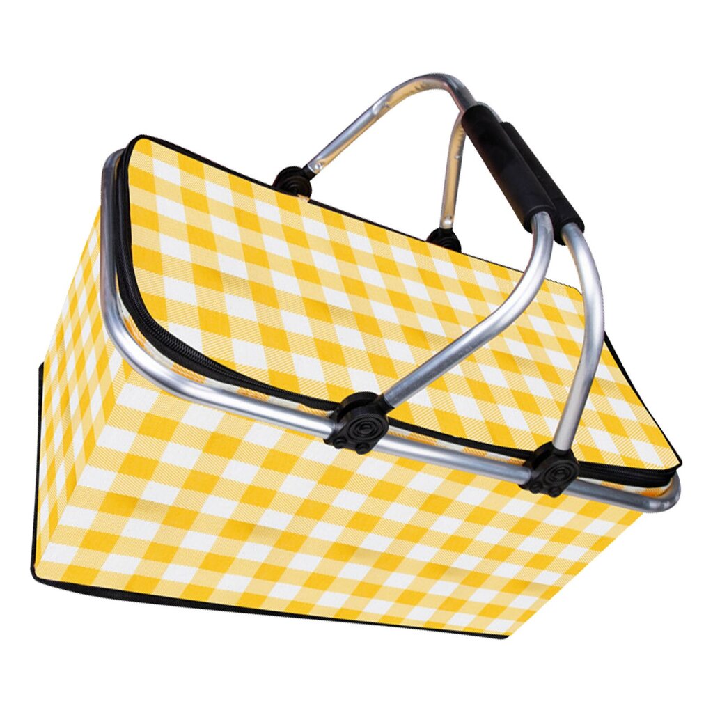 Picnic Basket Kokoontaitettava Oxford-kankaalla eristetty säilytyskori ruutukuviolla piknikleirintäalueelle Keltainen Tavallinen hinta ja tiedot | Makuupussit | hobbyhall.fi