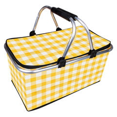 Picnic Basket Kokoontaitettava Oxford-kankaalla eristetty säilytyskori ruutukuviolla piknikleirintäalueelle Keltainen Tavallinen hinta ja tiedot | Makuupussit | hobbyhall.fi