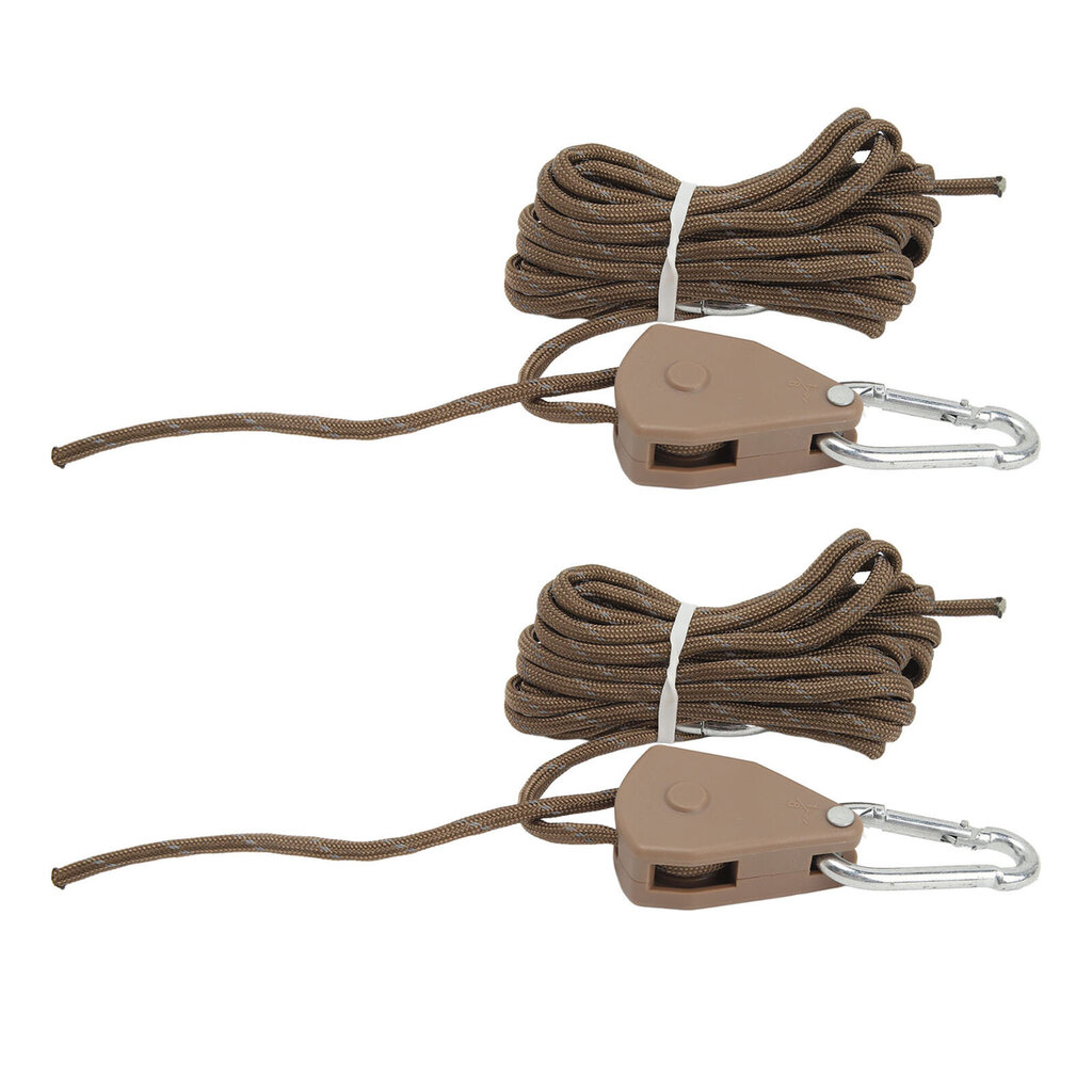 2 kpl 4m retkeilyteltta säädettävä tuulijohto ulkoteltan köysi hihnapyörällä katos Pikaasennus Camping Rope Khaki hinta ja tiedot | Teltat | hobbyhall.fi