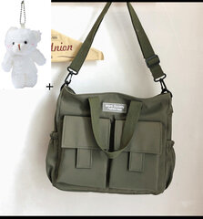 Green Bear-Harajuku Nuorten Miesten Olkalaukku Isot Käsilaukut Crossbody Laukut naisille Messenger Bag Opiskelijatytöt Koululaukut Bolsas hinta ja tiedot | Tietokonelaukut | hobbyhall.fi