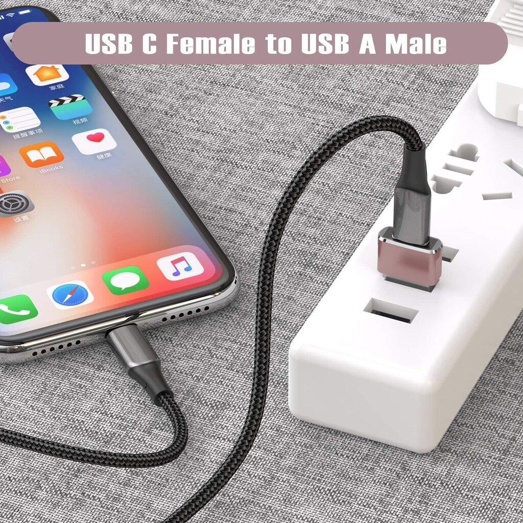 USB-USB C -sovitin 2 pakkaus, tyyppi C naaras-uroskaapelimuunnin Apple Watch Ultra iWatch Series 7 8, iPhone 15 14 13 12 Pro Max mini, AirPods, iPad 9 Air 4 5, Samsung Galaxy S20 S21 S22 hinta ja tiedot | Adapterit | hobbyhall.fi