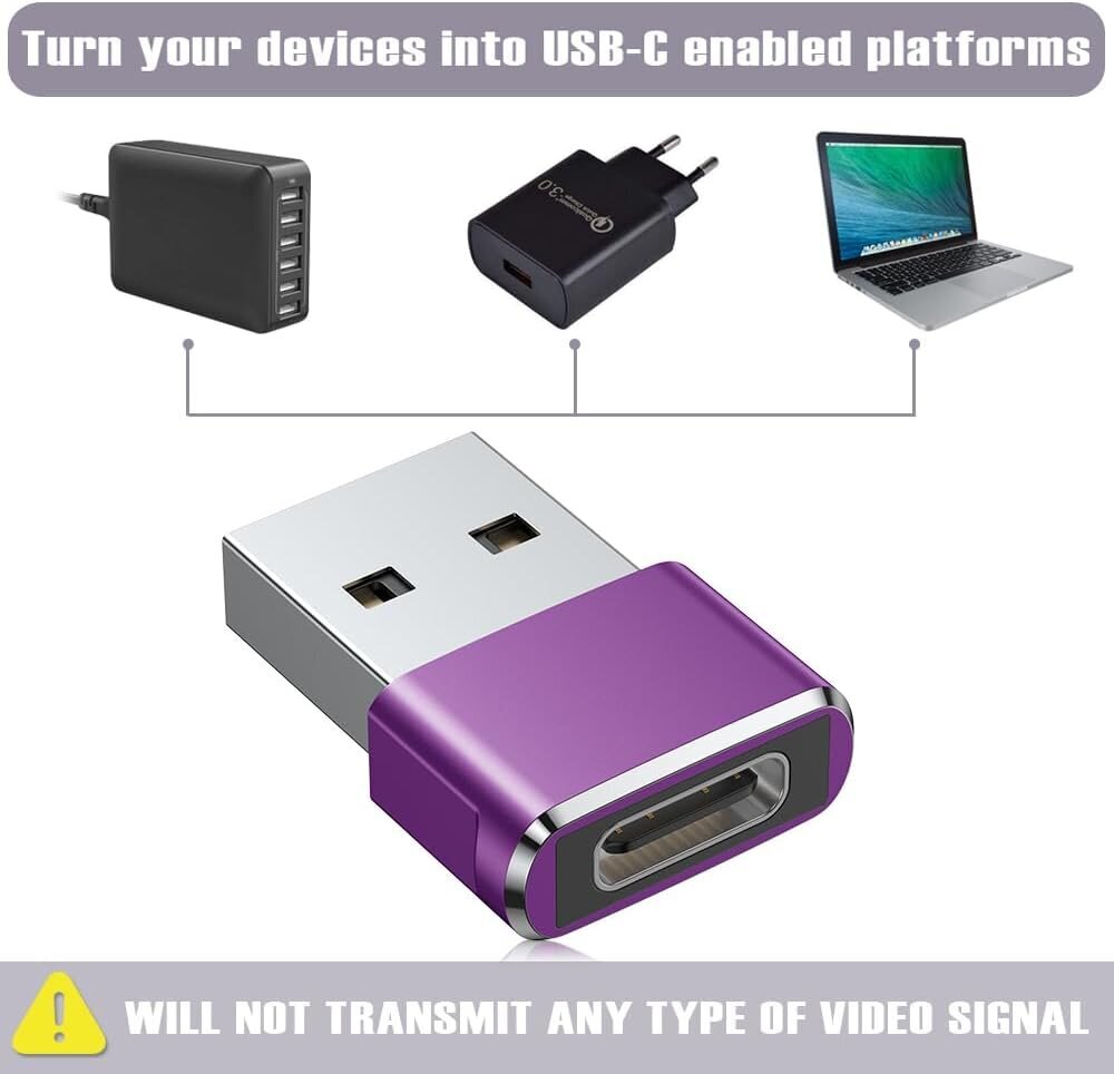 USB-USB C -sovitin 2 pakkaus, tyypin C naaras-urosvirtalähde iPhone 15 14 13 12 Mini Pro Maxille, Airpodit, iPad Air 4 5, Samsung Galaxy Note 10 20 S21 S22 S23 FE Plus Ultra, Google Pixel 6 hinta ja tiedot | Adapterit | hobbyhall.fi