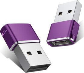 USB-USB C -sovitin 2 pakkaus, tyypin C naaras-urosvirtalähde iPhone 15 14 13 12 Mini Pro Maxille, Airpodit, iPad Air 4 5, Samsung Galaxy Note 10 20 S21 S22 S23 FE Plus Ultra, Google Pixel 6 hinta ja tiedot | Adapterit | hobbyhall.fi