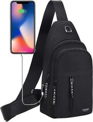 Black-Mens Monikäyttöiset Crossbody Laukut Vedenpitävä hihnalaukku Reppu USB-reiällä kuulokkeiden reikähihna Reppu ulkoretkelle hinta ja tiedot | Tietokonelaukut | hobbyhall.fi