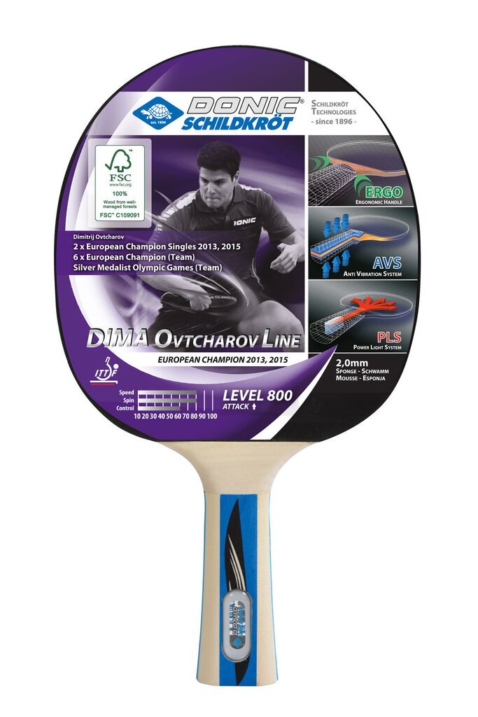 Pöytätennismaila Donic Ovtcharov 800 FSC hinta ja tiedot | Pingismailat | hobbyhall.fi