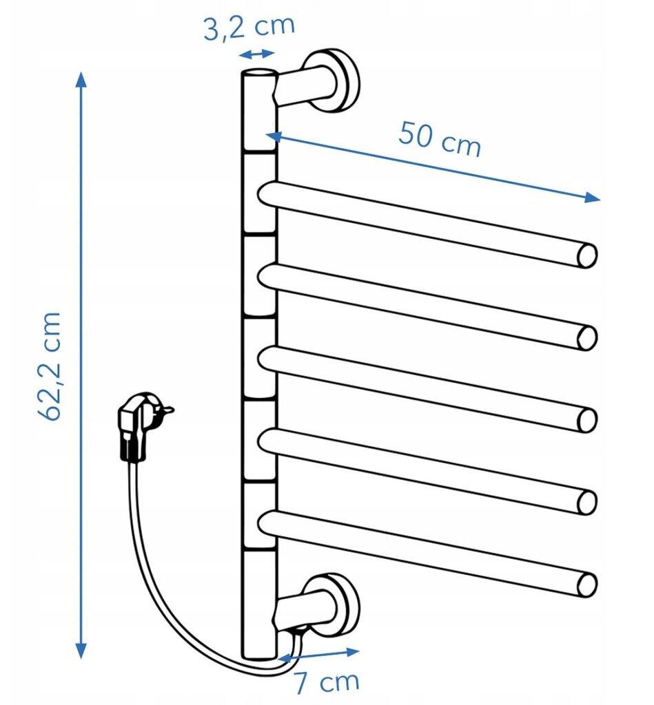 Sähköinen kylpyhuoneen pyyhekuivain WarmLadder, 80W hinta ja tiedot | Kylpyhuoneen patterit ja pyyhekuivaimet | hobbyhall.fi