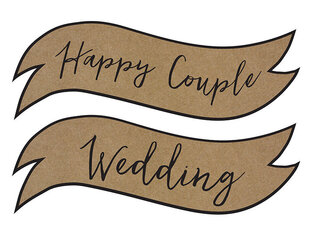 Kartonki etiketti Happy Couple / Wedding, ruskea, 55x19 cm, 1 pakkaus / 2 kpl hinta ja tiedot | Juhlakoristeet | hobbyhall.fi