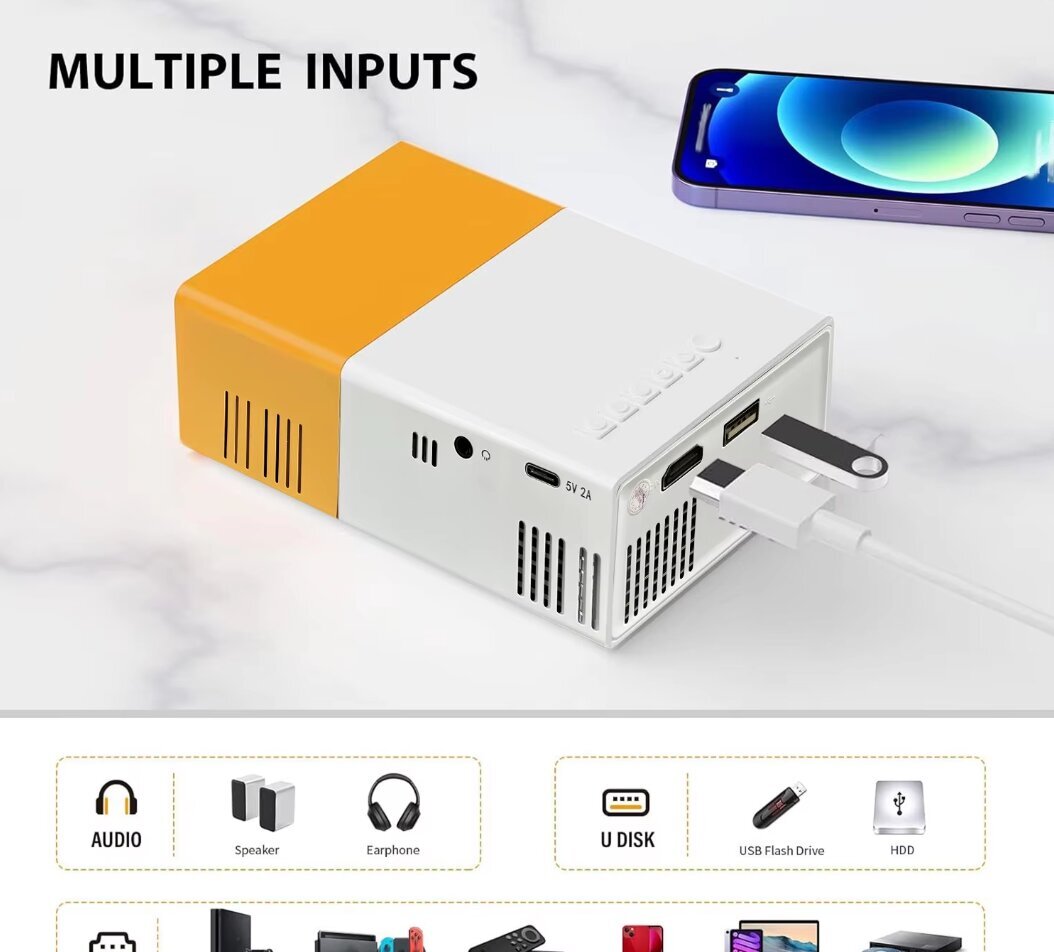 YG300 HD 320x240p Mini LED projektori Mobile Video projekti Koti Audio Multimedia Player Kannettava älyprojektori hinta ja tiedot | Projektorit | hobbyhall.fi