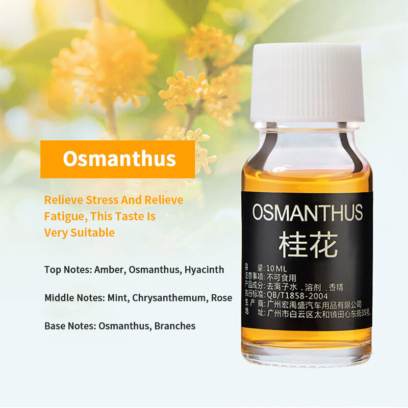 (Osmanthus) 10ml Auton hajuveden täyttö Ilmanraikastin Natural Plant Eteerinen Öljy Aromi Diffuser Tuoksu Kostutin Eteerinen Öljy Raikastaja hinta ja tiedot | Ilmanraikastimet autoon | hobbyhall.fi