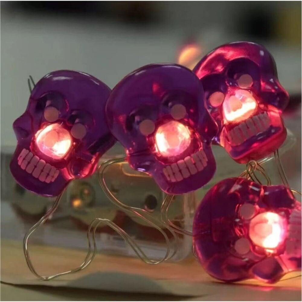 Jouluvalot Halloween Merkkijono Valonauha Violetti Kallo Muoto 3 Metriä 30 Valoa 8 Valaistustilaa KaukosääDin Violetti hinta ja tiedot | LED-valonauhat | hobbyhall.fi