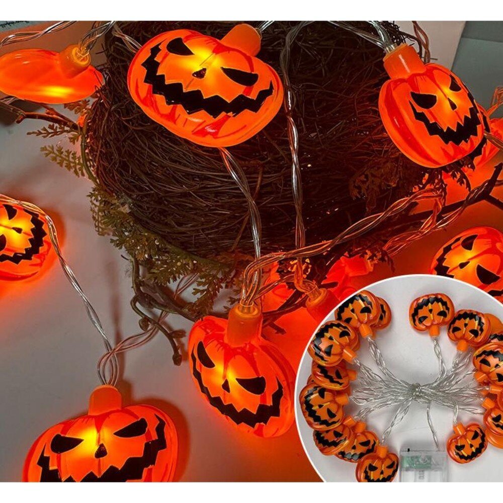 Jouluvalot Halloween Merkkijono Valonauha KaksipäInen Kurpitsan Muotoinen 3 Metriä 20 Valoa Kaksi Valotehostetta hinta ja tiedot | LED-valonauhat | hobbyhall.fi