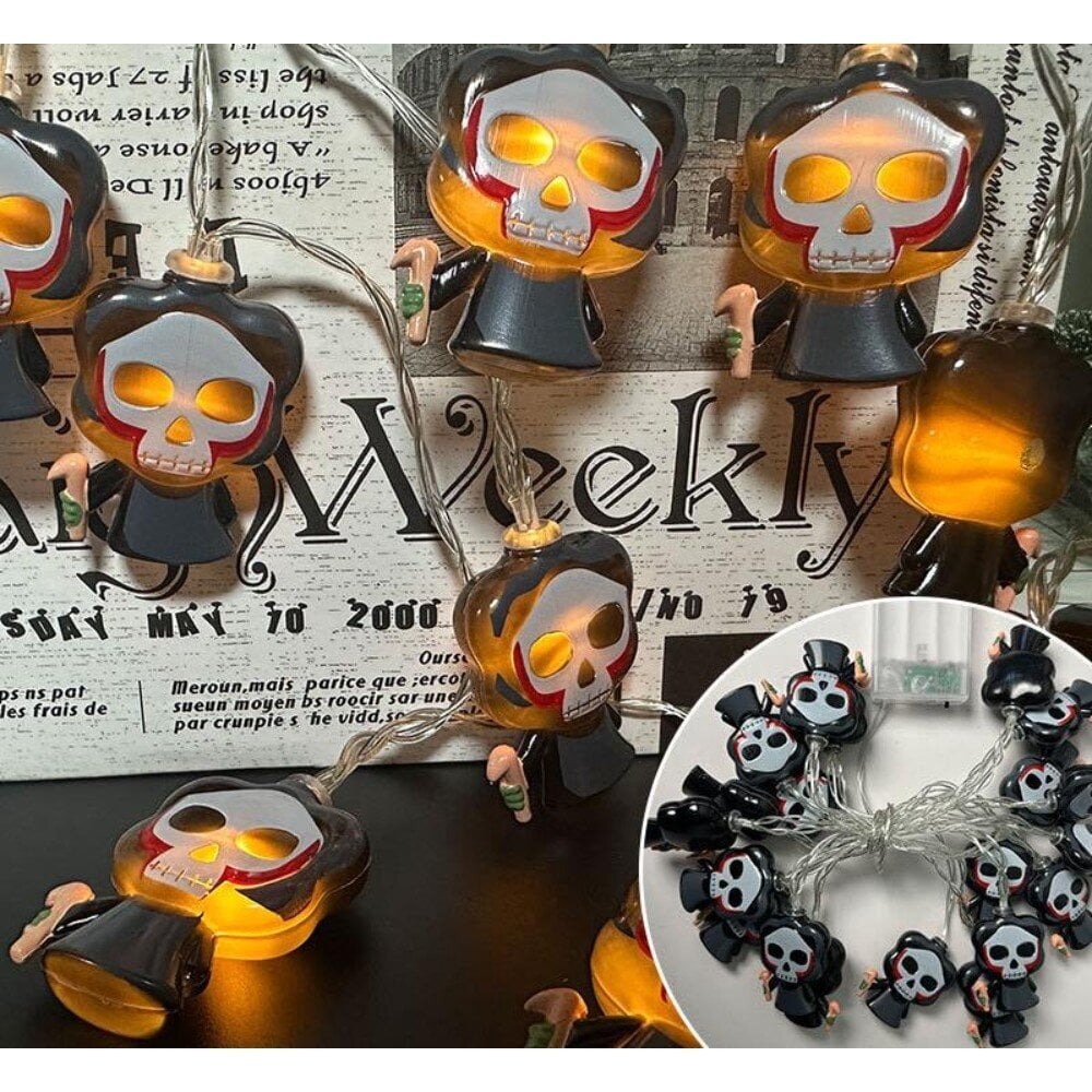 Jouluvalot Halloween Merkkijono Valonauha Valo Kainalosauva Kallo Muoto 3 Metriä 20 Valoa Kaksi Valotehostetta hinta ja tiedot | LED-valonauhat | hobbyhall.fi