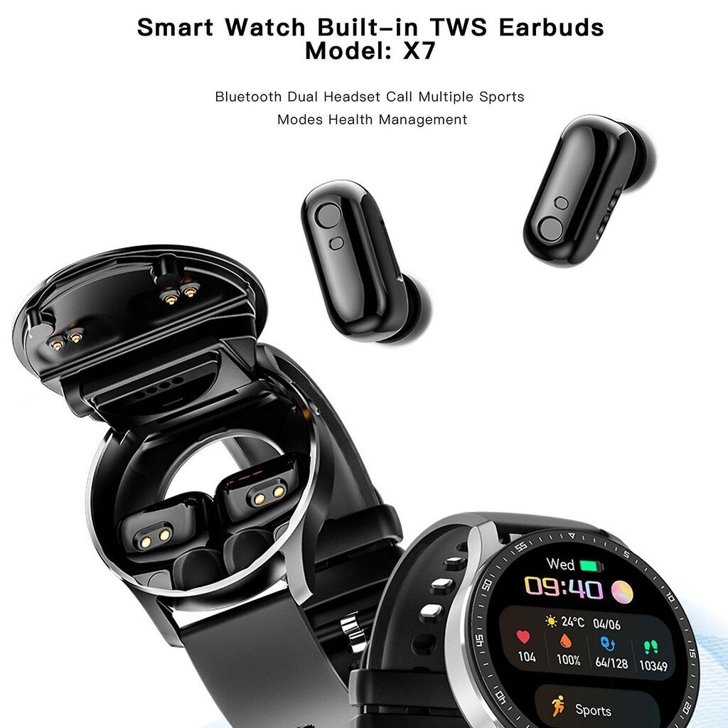 Upouusi, 2 in 1 Smart Watch TWS Bluetooth -kuulokkeilla Fitness Tracker IOS Androidille, 50 % tarjous hinta ja tiedot | Älykellot | hobbyhall.fi