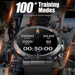 K56PRO Military Smart Watch miehille 1,39" HD Big Screen Fitness Tracker Kestävä taktinen älykello, joka on yhteensopiva IOS Android -puhelimien kanssa hinta ja tiedot | Älykellot | hobbyhall.fi