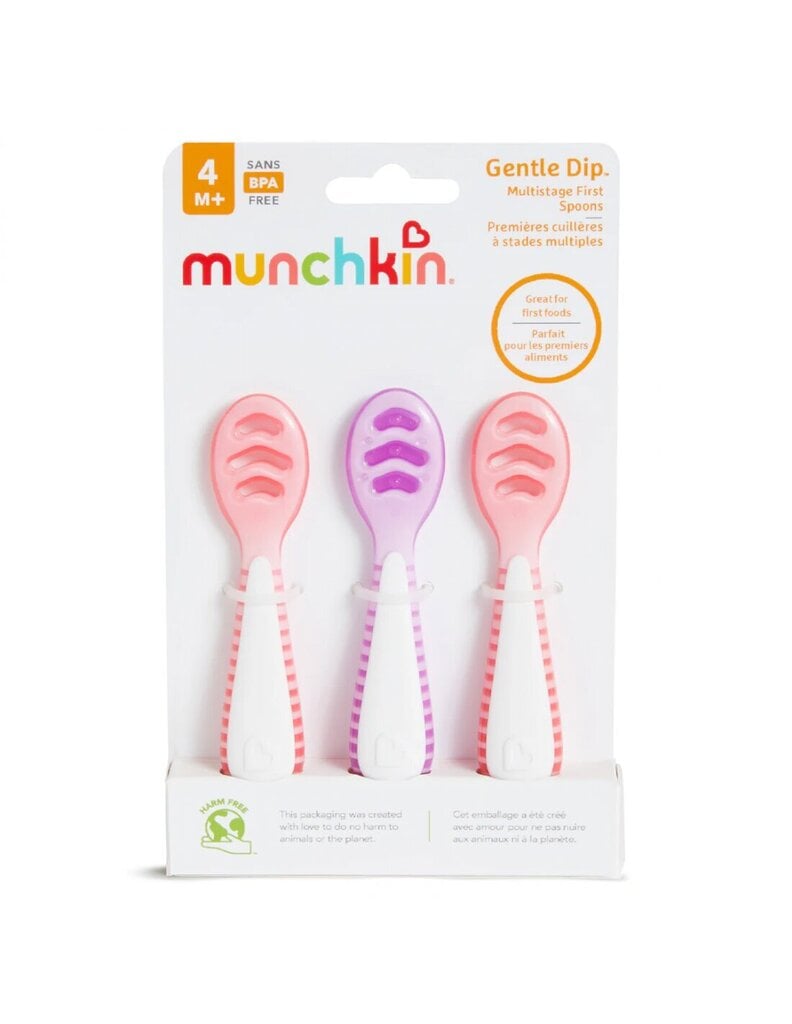 Vauvan lusikat Munchkin Gentle Dip, Pink/Purple, 4+ kk, 3 kpl hinta ja tiedot | Vauvan ja lasten astiat | hobbyhall.fi