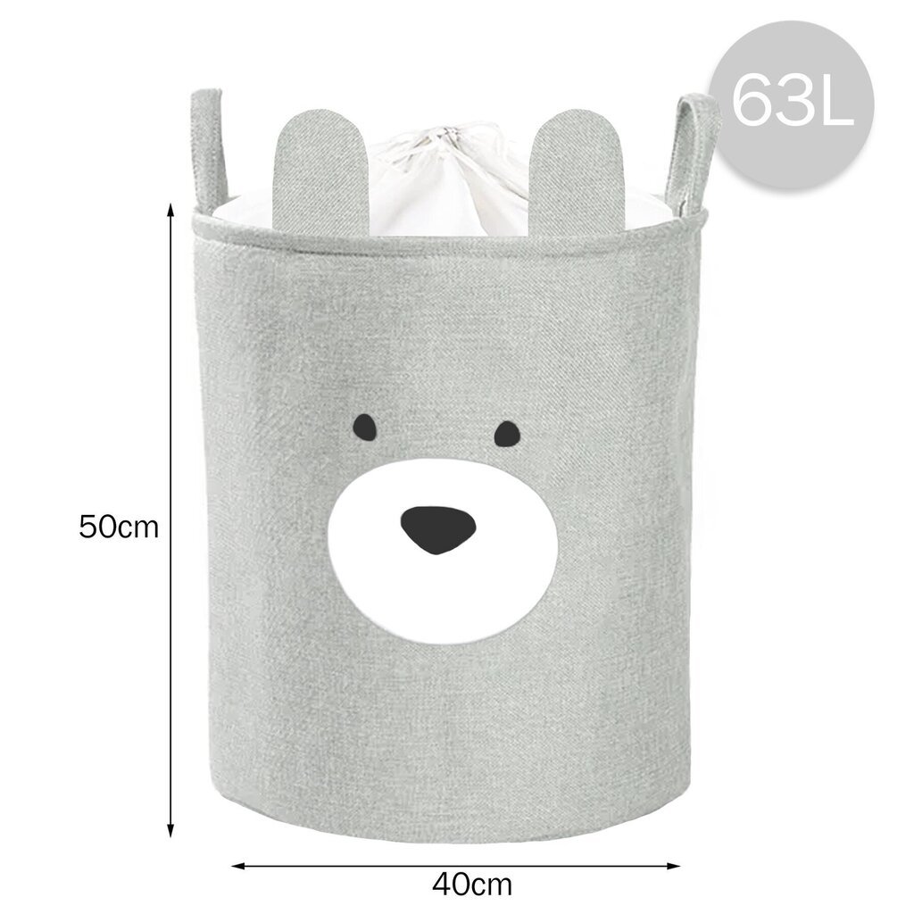 Sipo Premium lelukori Bear XB03, 40x40x50 cm, harmaa hinta ja tiedot | Säilytyslaatikot ja -korit | hobbyhall.fi