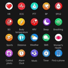 2022 Blood Glucose Smart Watch Ecg+ppg Verenpaineen kehon lämpötilan älykello Miesten Ip68 Vedenpitävä Fitness Tracker - Älykellot hinta ja tiedot | Älykellot | hobbyhall.fi