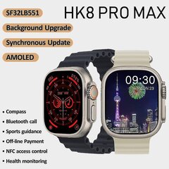 Hk8 Pro Max Ultra Smart Watch Uomo 49mm Amoled Screen Bussola Nfc Smart Watch hinta ja tiedot | Älykellot | hobbyhall.fi