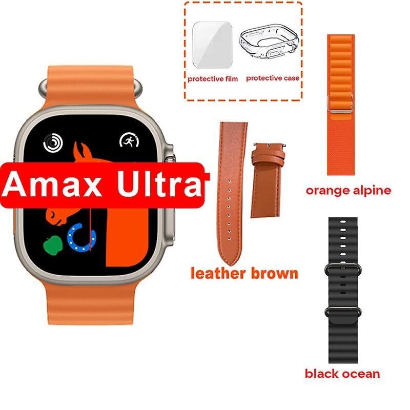 Amax Ultra 2023 Series 8 Smart Watch 2,05 tuuman 49 mm Nfc Bluetooth Call Sport Rannekoru Langaton lataus Naisten Miesten Älykello hinta ja tiedot | Älykellot | hobbyhall.fi