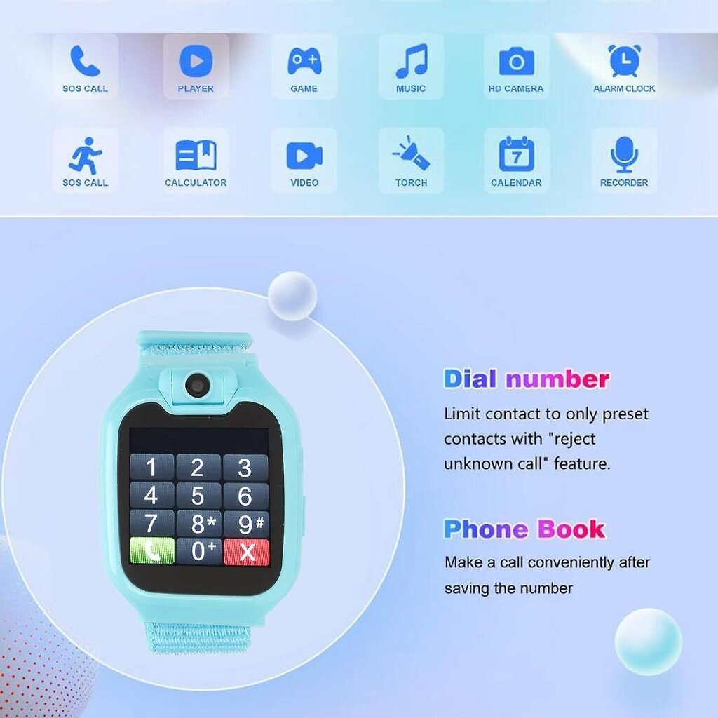 Lasten älykello, Ip67 vedenpitävä älykello lapsille syntymäpäivälahjoiksi 4-12-vuotiaille HD-kameramusiikkisoittimella, askelmittari taskulamppuhälytys, sos hinta ja tiedot | Älykellot | hobbyhall.fi
