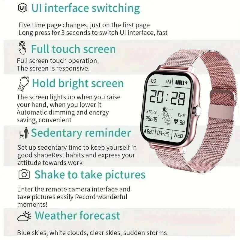 2024 Älykello Miehille Naisille Lahja Koko Kosketusnäyttö Urheilu Kuntokellot Bluetooth Puhelut Digitaalinen Älykello Rannekello Uusi_Silver Silicone Belt_Fashion Smart Watch hinta ja tiedot | Älykellot | hobbyhall.fi