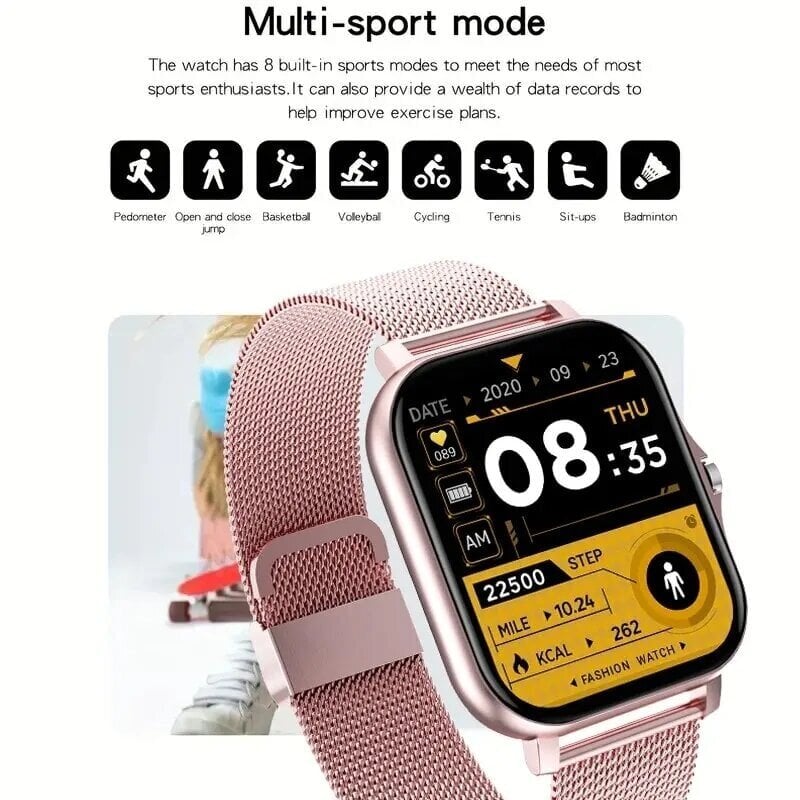 2024 Älykello Miehille Naisille Lahja Koko Kosketusnäyttö Urheilu Kuntokellot Bluetooth Puhelut Digitaalinen Älykello Rannekello Uusi_Silver Silicone Belt_Fashion Smart Watch hinta ja tiedot | Älykellot | hobbyhall.fi