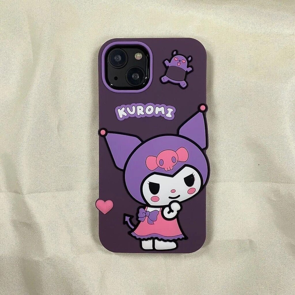 3D-sarjakuva Sanrio Kuromi Ylellisillä rannekoruilla Pehmeät silikonipuhelinkotelot iPhone 14 13 12 11 Pro Max Takakansi Y2k Girl Gift hinta ja tiedot | Puhelimen kuoret ja kotelot | hobbyhall.fi