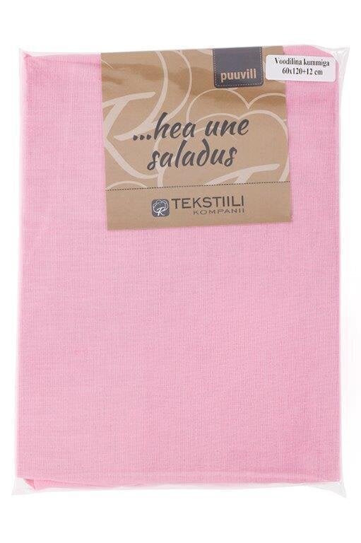 Tekstiilikompanii - lasten muotoonommeltu aluslakana, roosa, 60 x 120 + 12 cm hinta ja tiedot | Lakanat | hobbyhall.fi