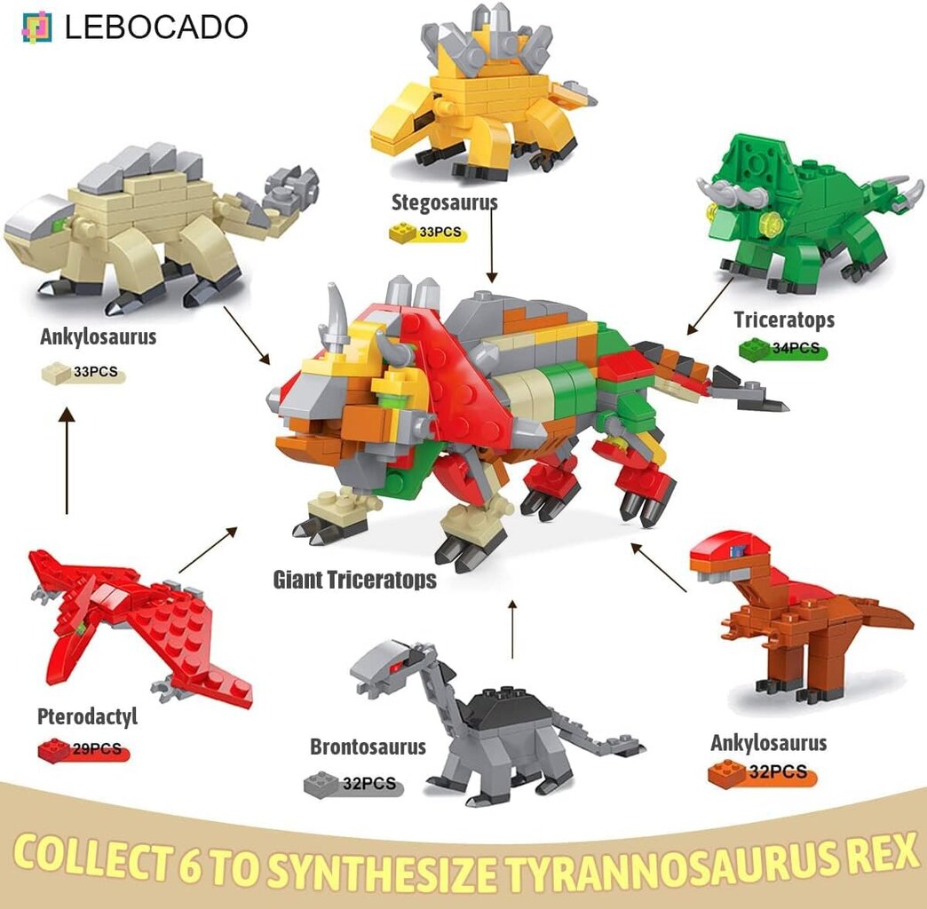 Pienet dinosaurus rakennuspalikat, 12 kpl hinta ja tiedot | Kehittävät lelut | hobbyhall.fi