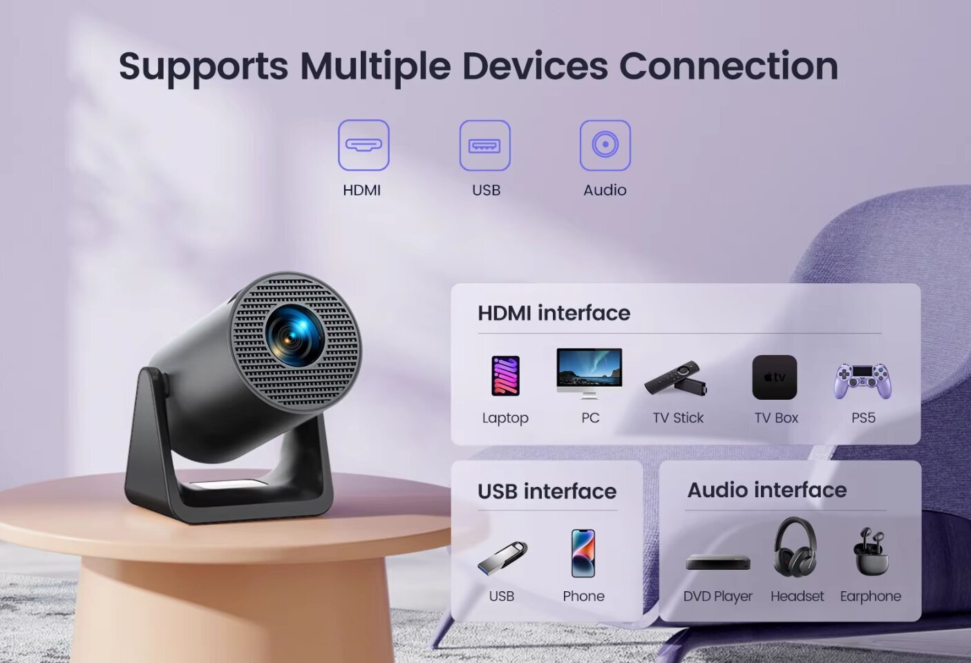 Wimius L1 Mini projektori 1080P tuki 300 ANSI Android 11 Wifi Bluetooth projektori Auto Keystone Home Projector Kannettava hinta ja tiedot | Projektorit | hobbyhall.fi