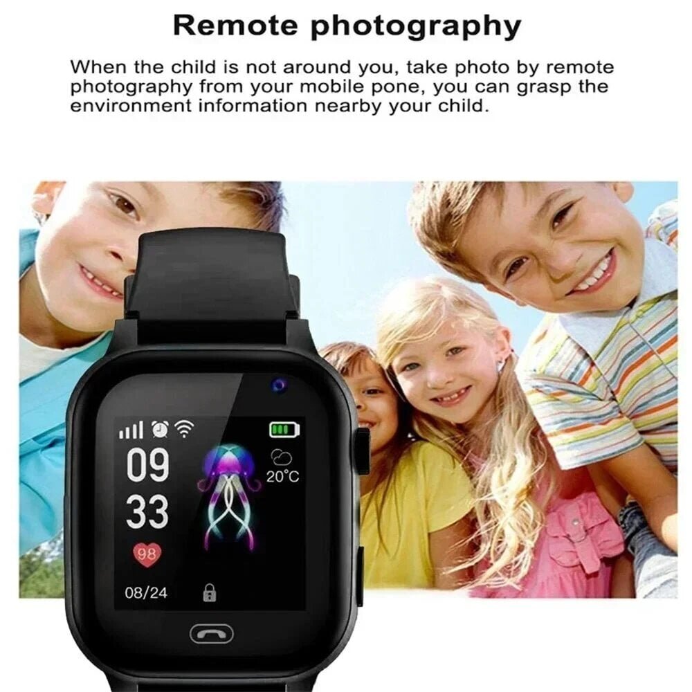 Kids 4G Smart Watch Sos Gps Sijainti Videopuhelu Sim-Kortti Lapsi Smartwatch Kamera Vedenpitävä Kello Pojille Tytöille Lahja_Black hinta ja tiedot | Älykellot | hobbyhall.fi