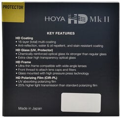 Hoya suodatin Protector HD Mk II 62mm hinta ja tiedot | Hoya Puhelimet, älylaitteet ja kamerat | hobbyhall.fi
