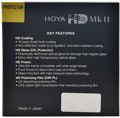 Hoya suodatin Protector HD Mk II 62mm hinta ja tiedot | Kameran suotimet | hobbyhall.fi