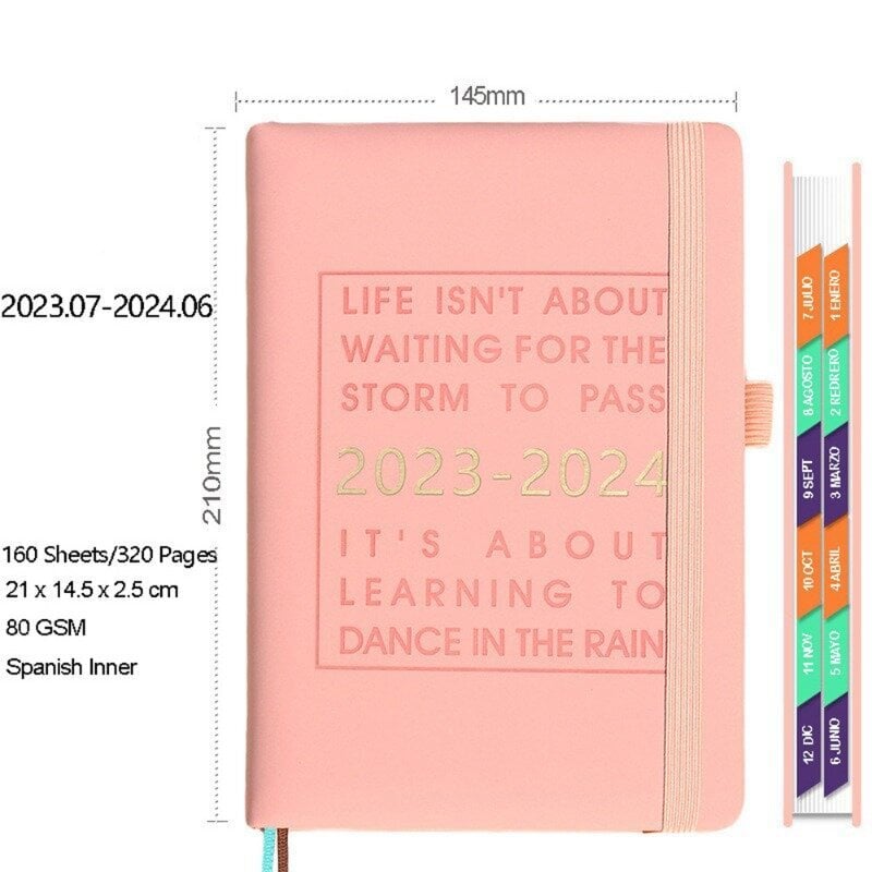 Espanjalainen Agenda 2024, A5/A6, Viikkosuunnittelijapäiväkirja, Päivät tehtävälista Muistilehtiö 2024 Väriperhe hinta ja tiedot | Ompelutarvikkeet | hobbyhall.fi