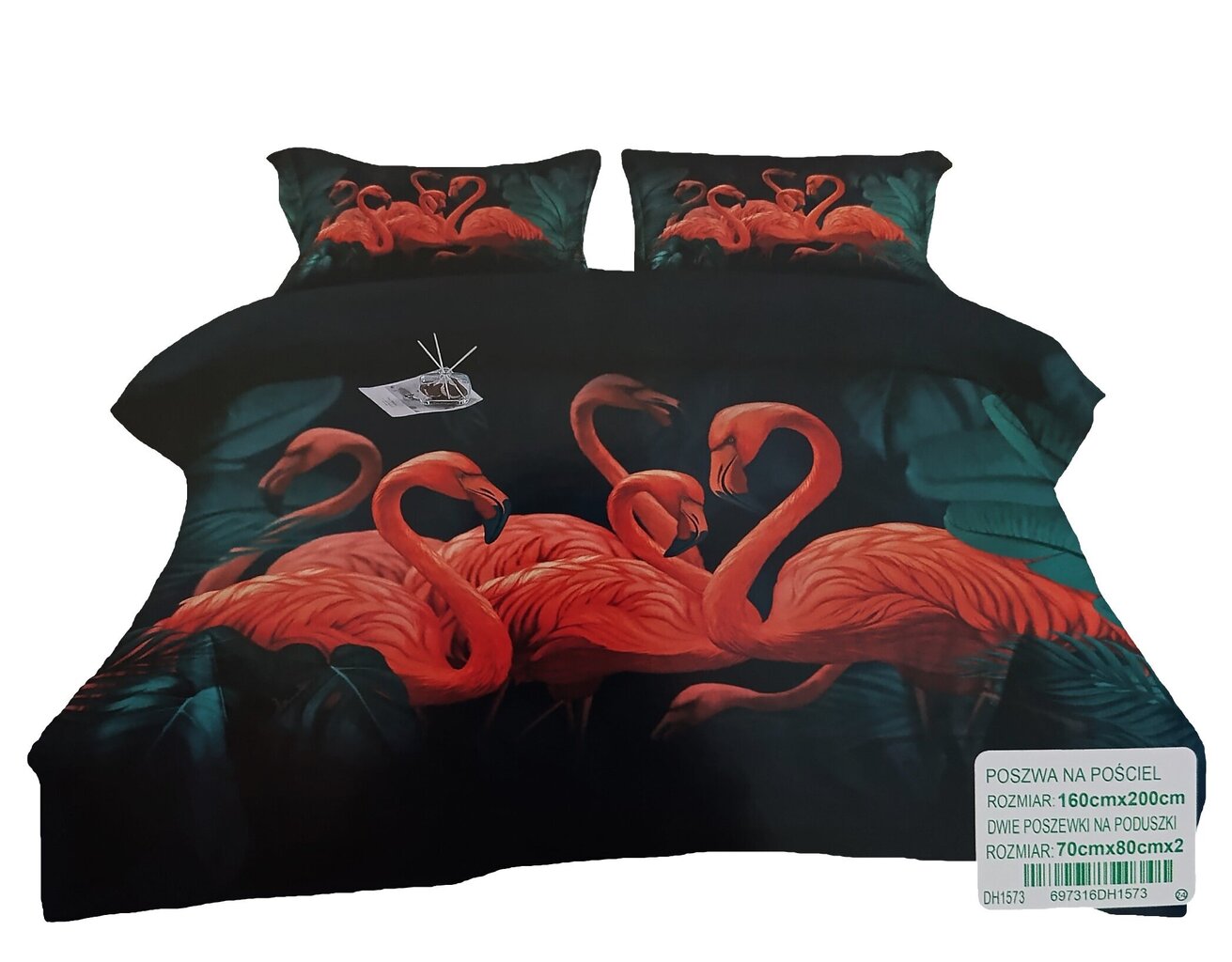 Vuodevaatteet flamingoilla, 160x200, 3 osaa hinta ja tiedot | Pussilakanat ja tyynyliinat | hobbyhall.fi