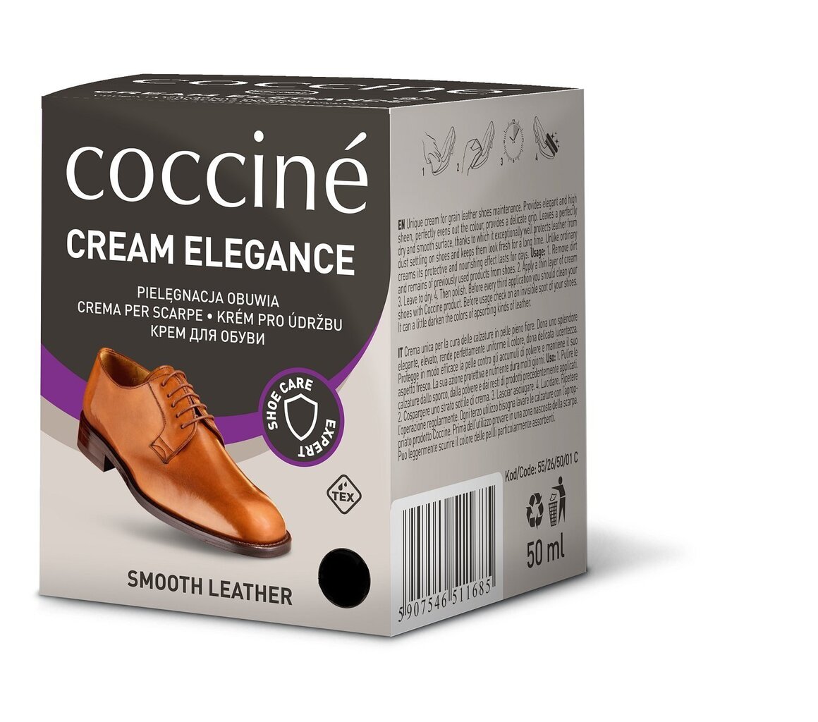 Musta kenkävoide Coccine No.02 Cream Elegance, 50 ml hinta ja tiedot | Vaatteiden ja jalkineiden hoito | hobbyhall.fi